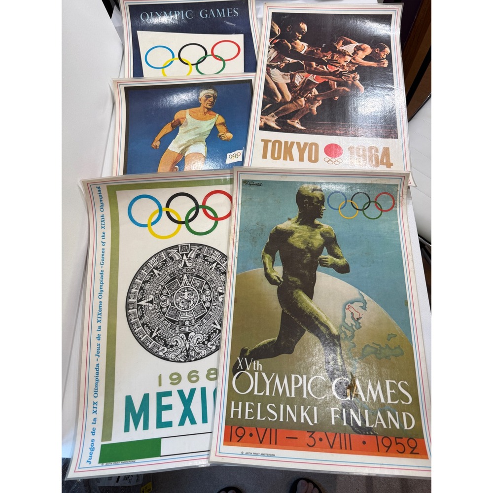 Vintage Olympic Games Poster Placemat Set Antik Print Amsterdam 1928-1972 Lot 5